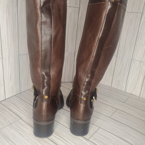 Franco Sarto L-Lapis Womens Riding Boots  Brown Leather 2” Heel Round - Picture 5 of 7